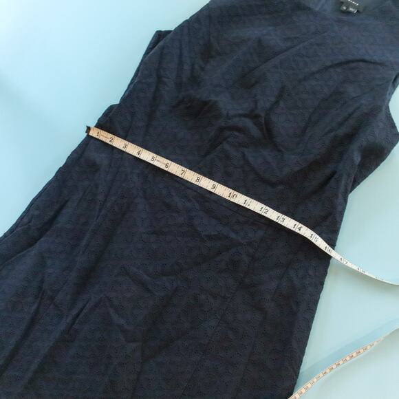 Theory Navy Textured Sleeveless Knee Length Dress Size 12 Frantias - Picture 5 of 9